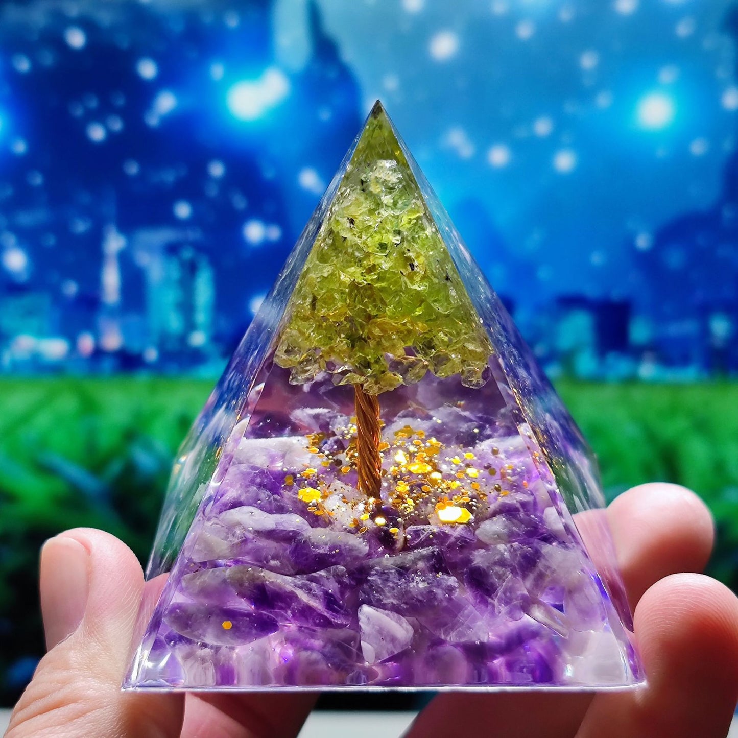 Crystal Ball Shard Pyramid Home Craft Resin Ornament