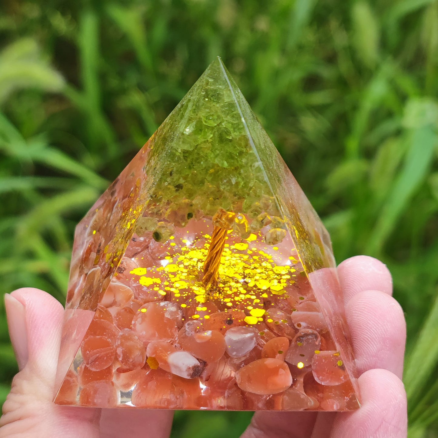 Crystal Ball Shard Pyramid Home Craft Resin Ornament