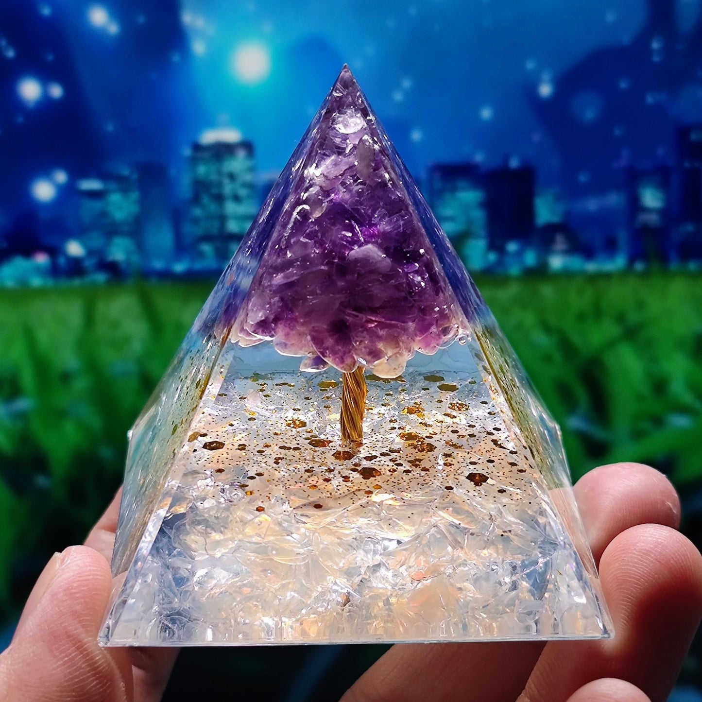 Crystal Ball Shard Pyramid Home Craft Resin Ornament