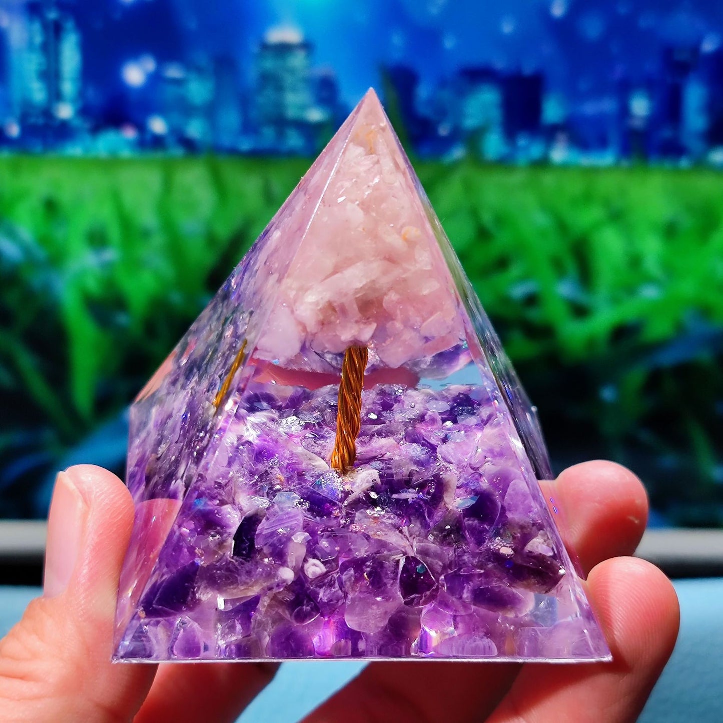 Crystal Ball Shard Pyramid Home Craft Resin Ornament
