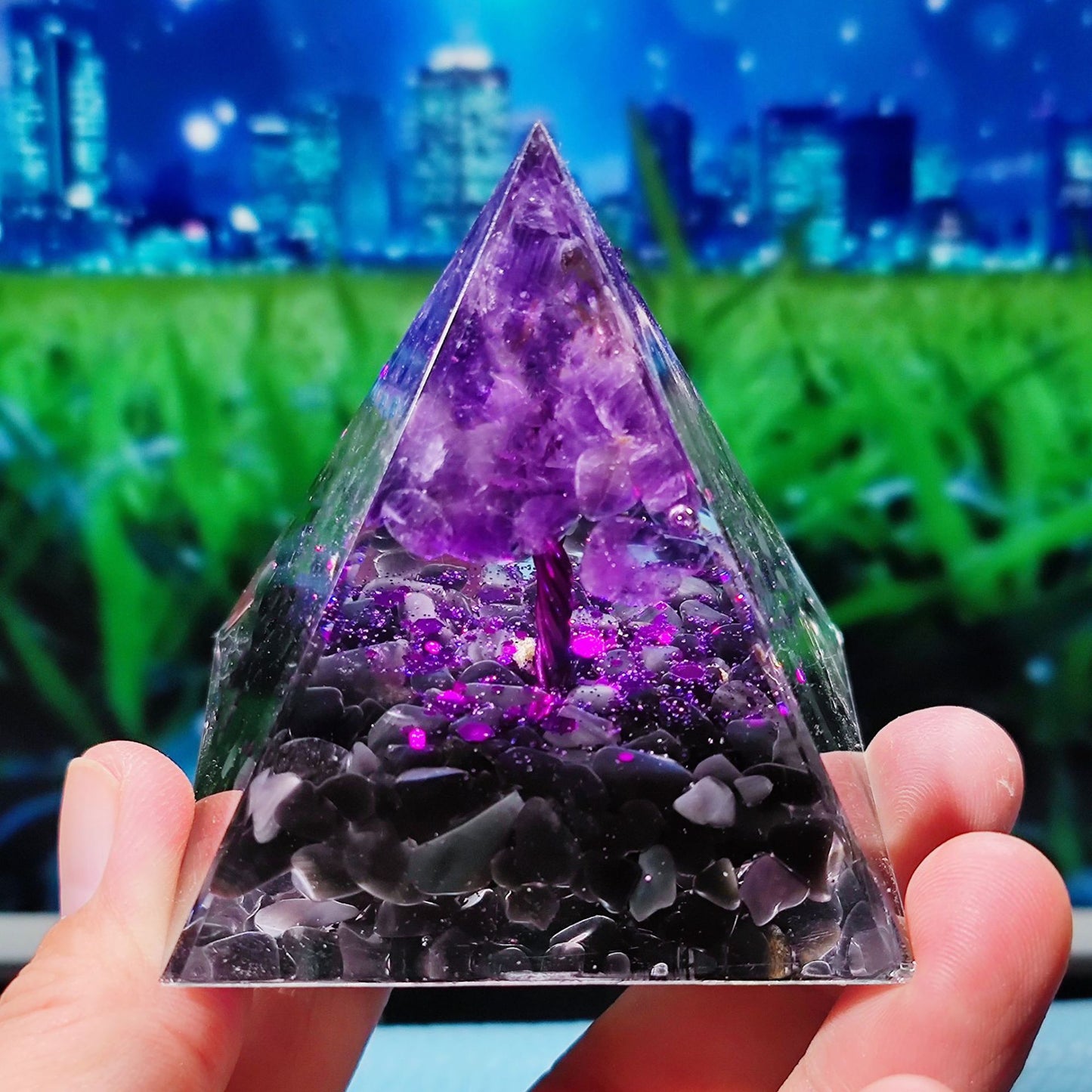 Crystal Ball Shard Pyramid Home Craft Resin Ornament