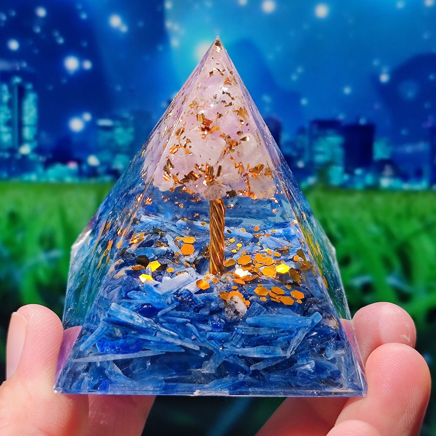 Crystal Ball Shard Pyramid Home Craft Resin Ornament