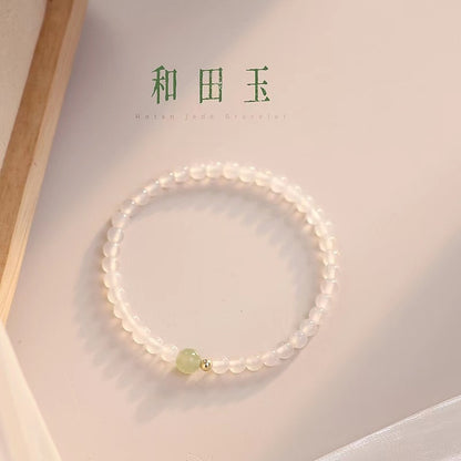 Natural Hetian Jade White Agate Bracelet