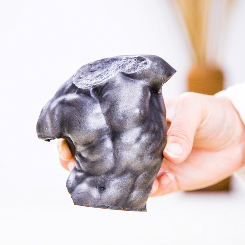 Handcrafted European-Style Desktop Art Figurine of an Ancient Greek Male Torso that resembles a cast iron sculpture