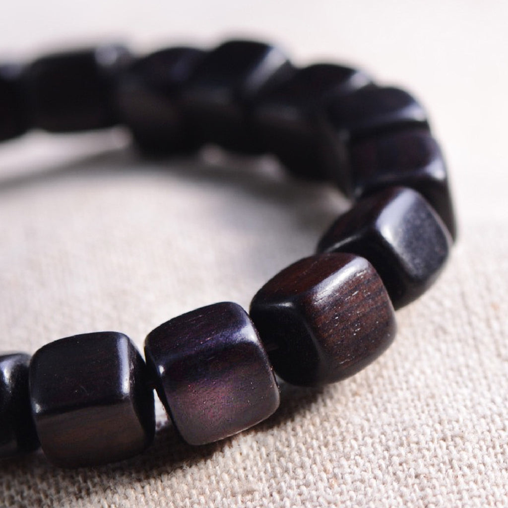 Yutang Black Ebony Square Bead Bracelet: Minimalist and High-End Chinese Style Accessory