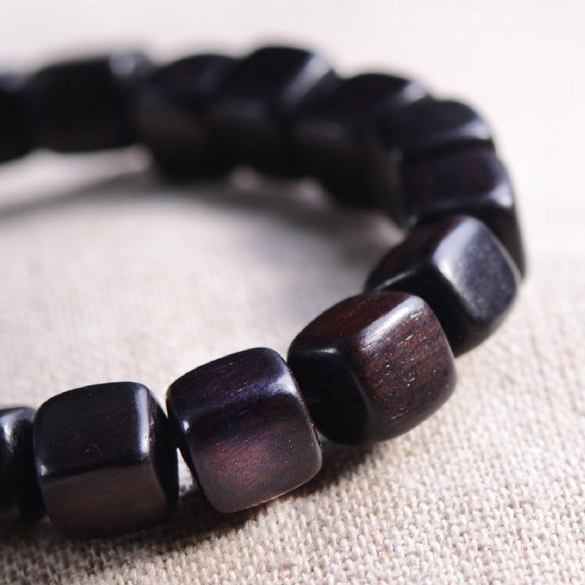 Yutang Black Ebony Square Bead Bracelet: Minimalist and High-End Chinese Style Accessory