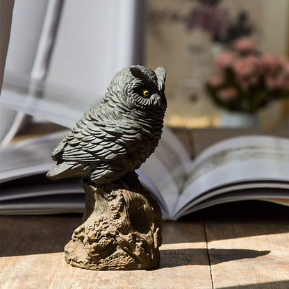 Original Rustic Patina Cast-Iron Style Owl Desk Ornament, Handcrafted Sculpture for Study Decor and Creative Decoration