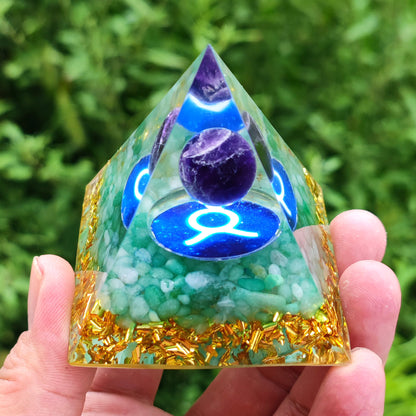 Twelve Zodiac Crystal Ball Stone Pyramid Resin Ornament