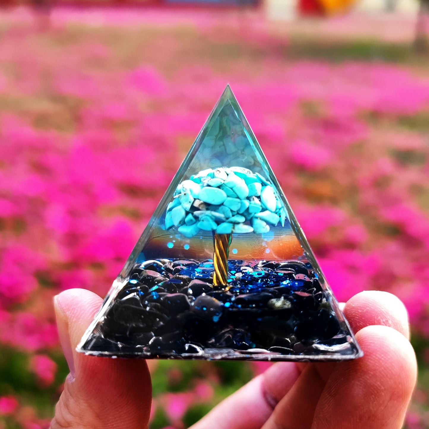 Crystal Ball Shard Pyramid Home Craft Resin Ornament