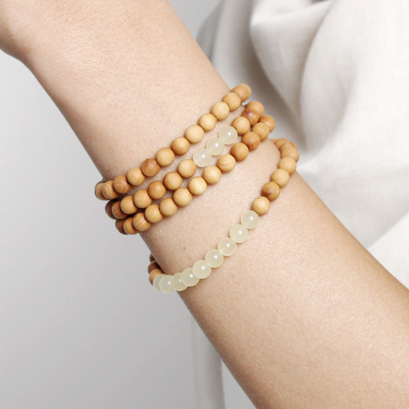 Cypress Wood Artistic Vintage Bracelet with 108 Beads, 6mm Sandalwood