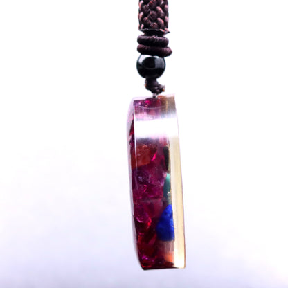 Handcrafted Crystal Pendant with Crystal Chip Droplet Resin Necklace