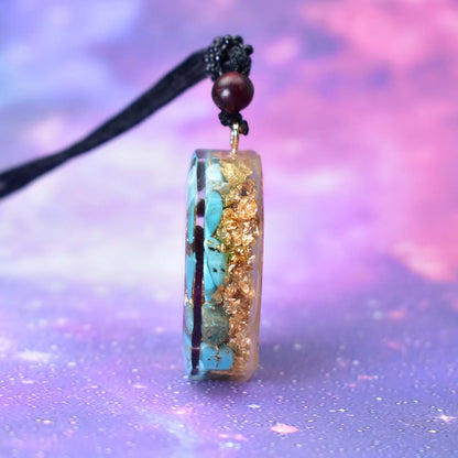 Handmade Pendant Necklace with Crystal Chip Droplet Resin Pendant