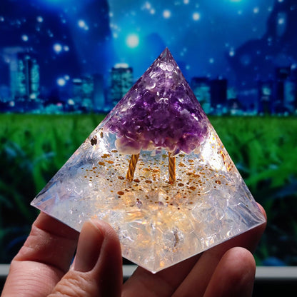 Crystal Ball Shard Pyramid Home Craft Resin Ornament