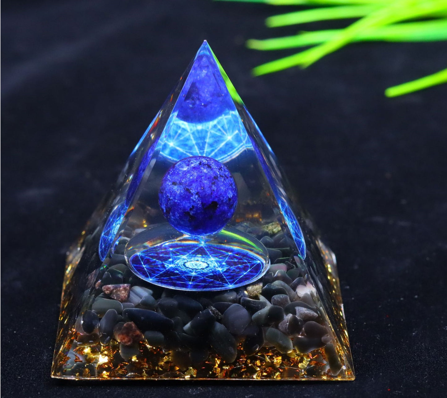 Crystal Ball Stone Pyramid Resin Home Decor Ornament