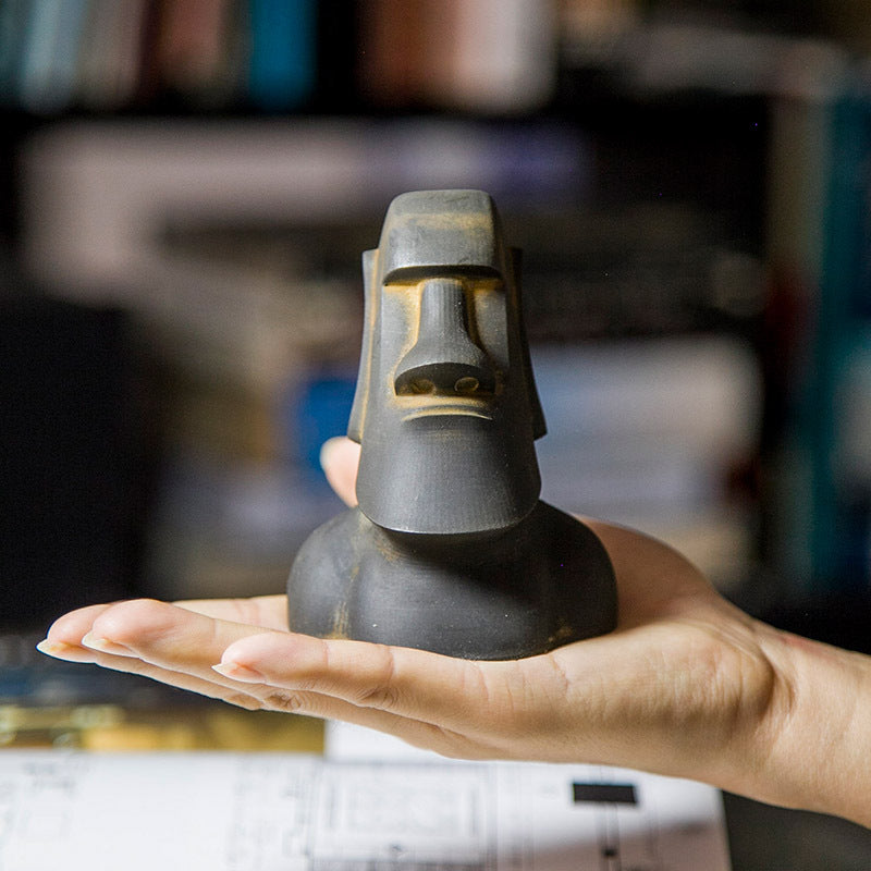 Nordic Creative Easter Island Moai Statue Craft Ornament, Handcrafted Small Decoration for Living Room or Office Desk Decor