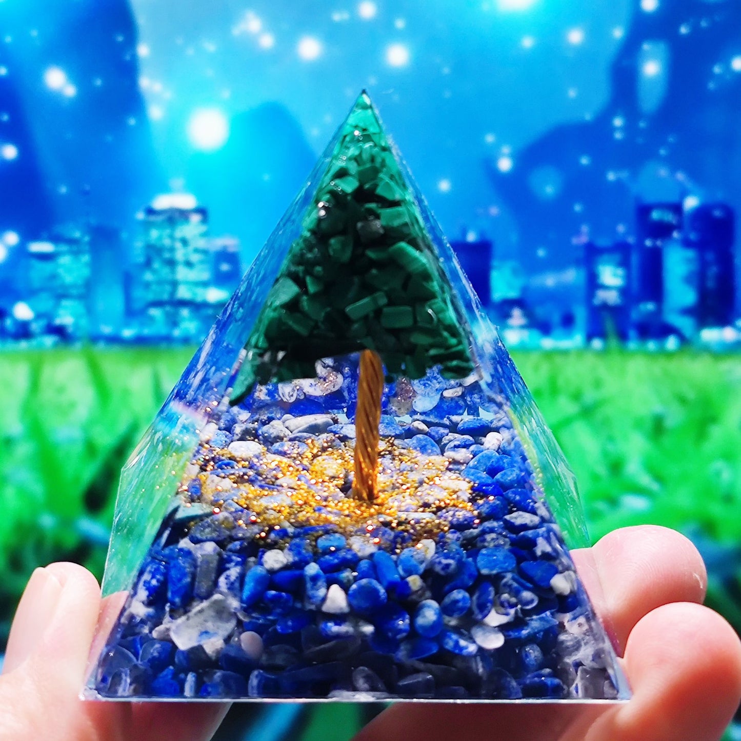 Crystal Ball Shard Pyramid Home Craft Resin Ornament