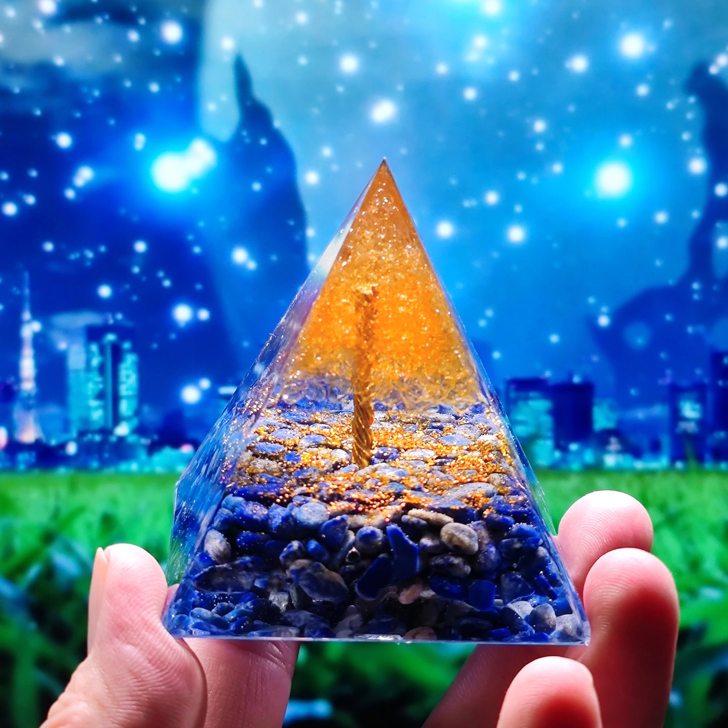 Crystal Ball Shard Pyramid Home Craft Resin Ornament