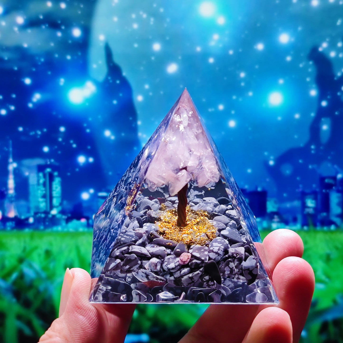 Crystal Ball Shard Pyramid Home Craft Resin Ornament
