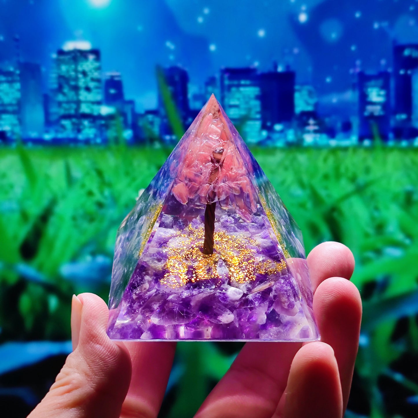 Crystal Ball Shard Pyramid Home Craft Resin Ornament