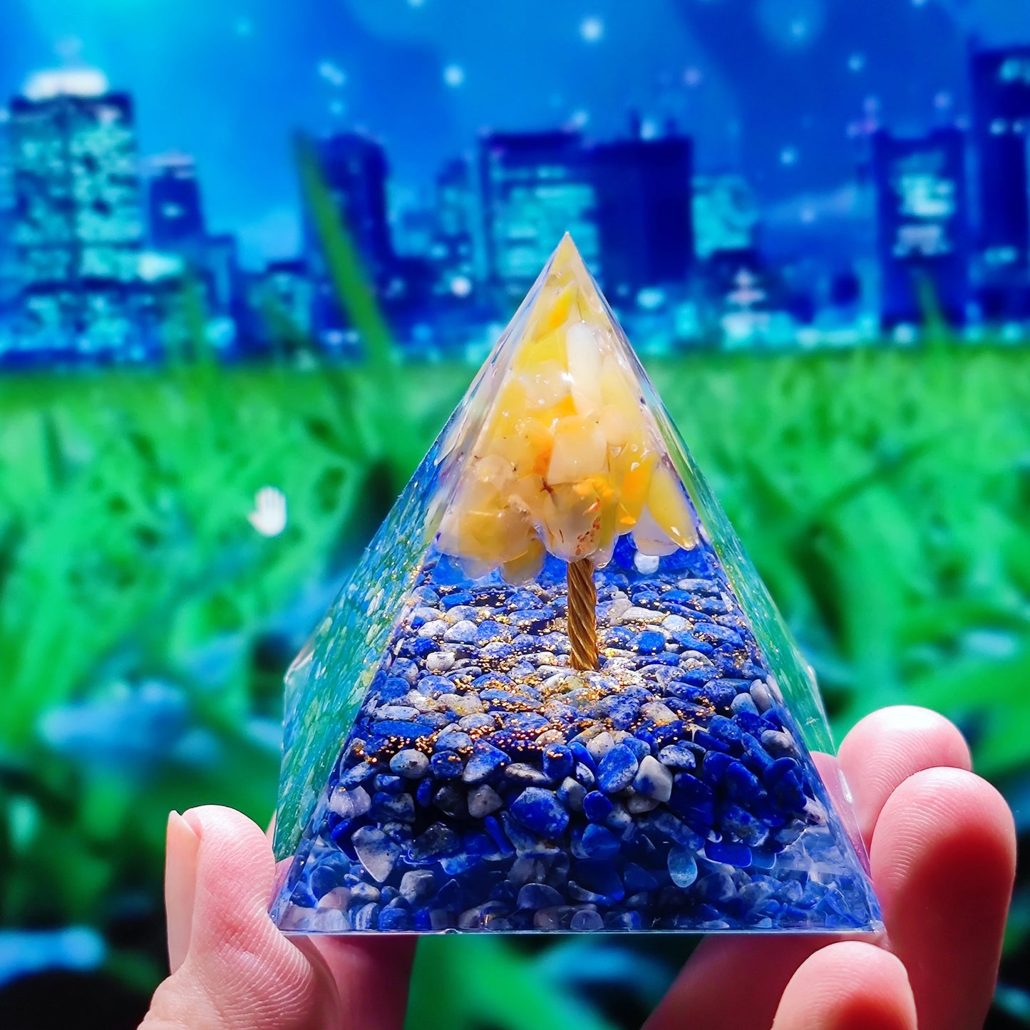 Crystal Ball Shard Pyramid Home Craft Resin Ornament