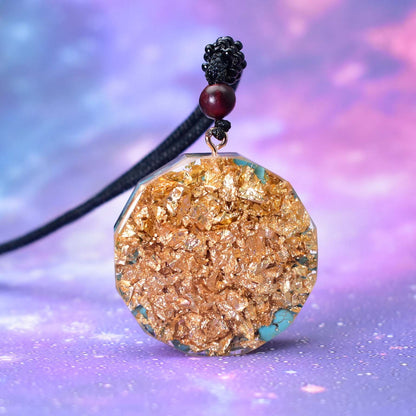 Handmade Pendant Necklace with Crystal Chip Droplet Resin Pendant