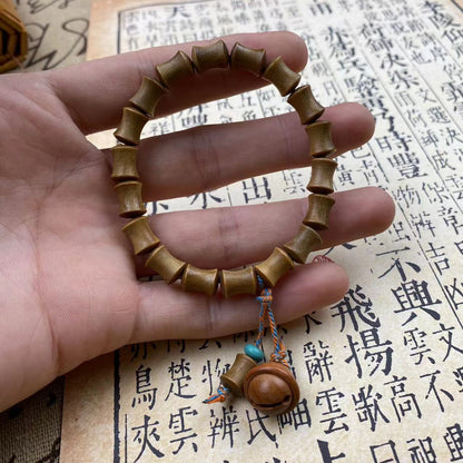 Natural Green Sandalwood Bamboo Segment Bell Bracelet