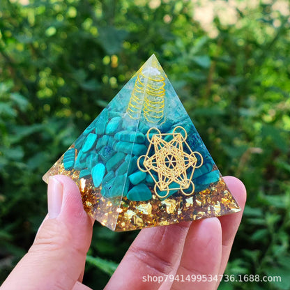 Crystal Ball Fragment Pyramid Home Craft Resin Ornament