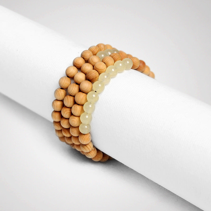 Cypress Wood Artistic Vintage Bracelet with 108 Beads, 6mm Sandalwood