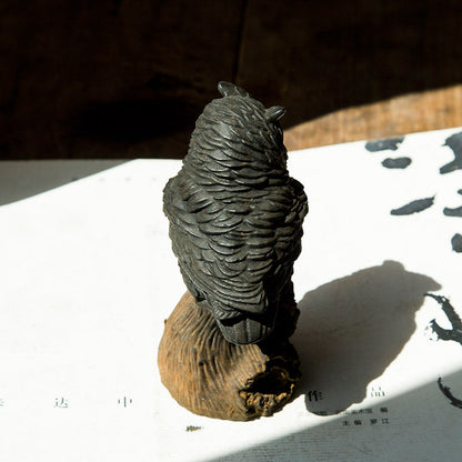 Original Rustic Patina Cast-Iron Style Owl Desk Ornament, Handcrafted Sculpture for Study Decor and Creative Decoration