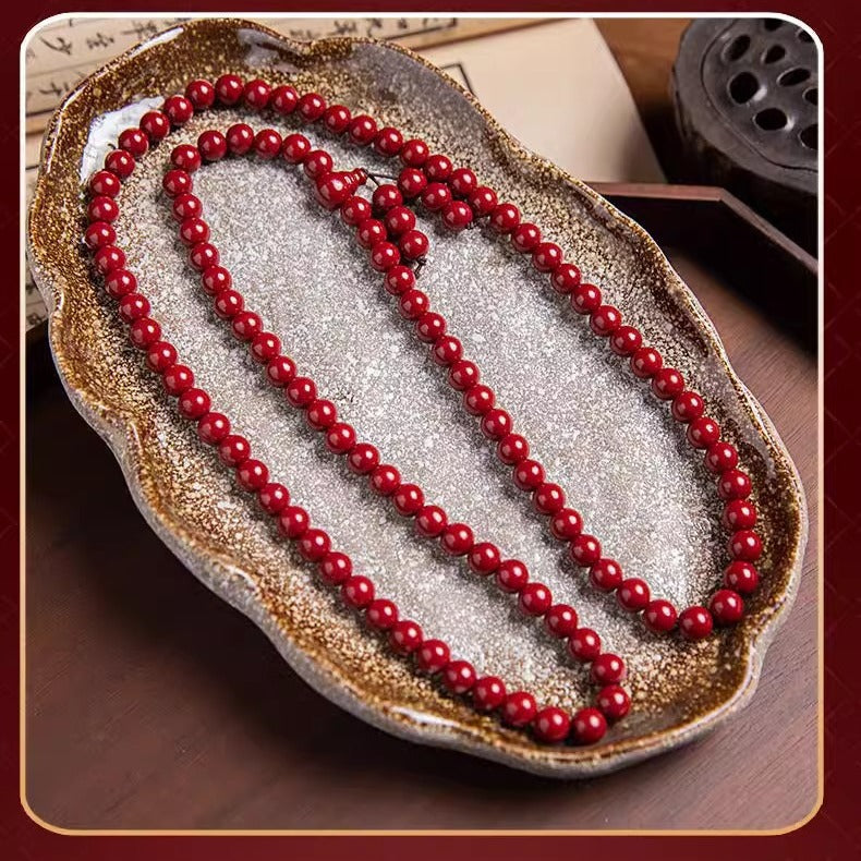 Authentic 108-Bead Cinnabar High-Purity Bracelet
