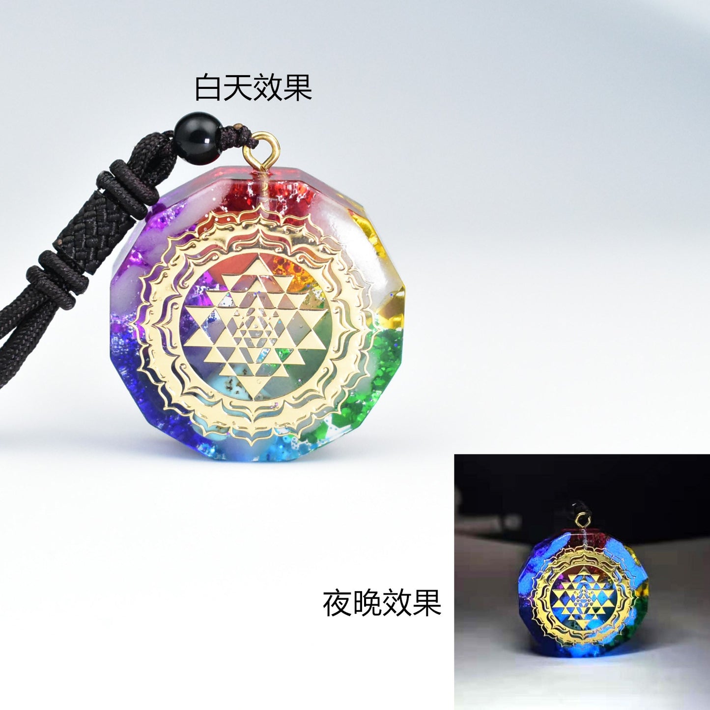 Crystal Chip Droplet Resin Pendant Necklace