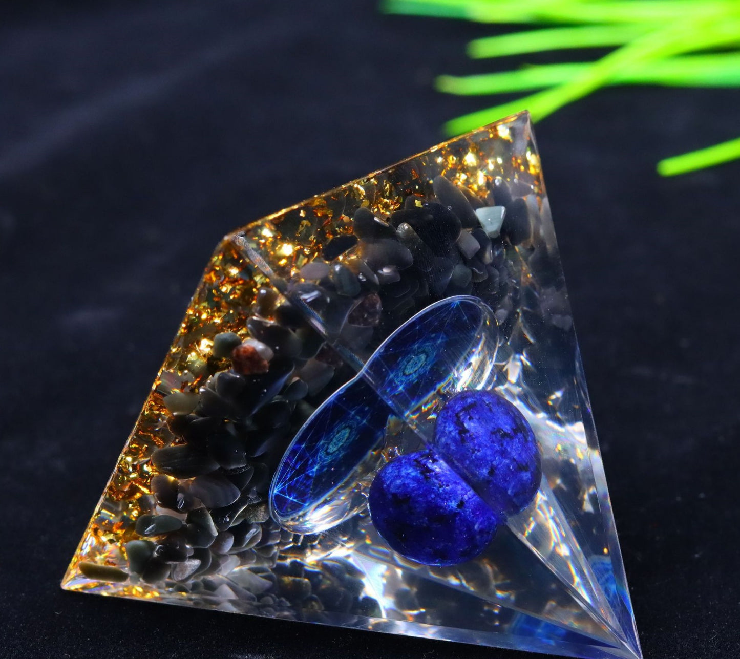 Crystal Ball Stone Pyramid Resin Home Decor Ornament