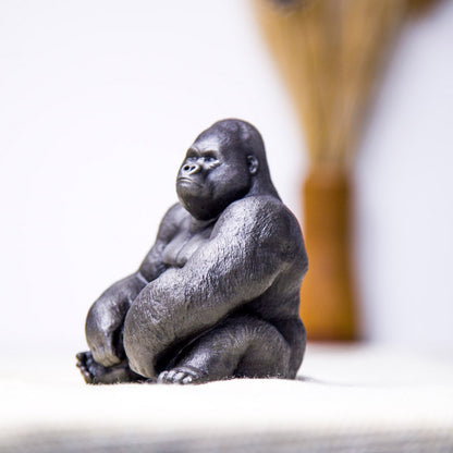 Innovative Mini Gorilla Animal Desktop Ornament in Rusty Faux Cast Iron