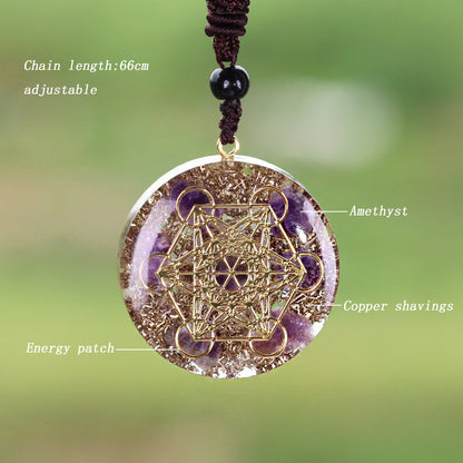 Pendant Necklace with Crystal Chips Droplet Resin Pendant