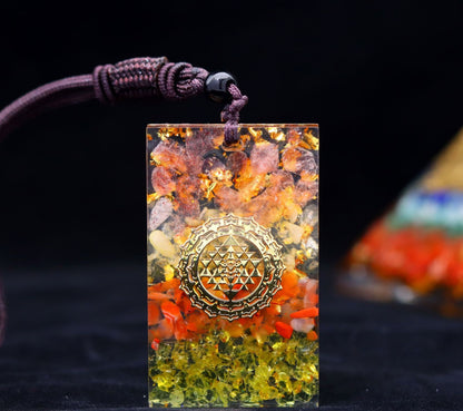 Natural Crystal Stone Epoxy Pendant Necklace