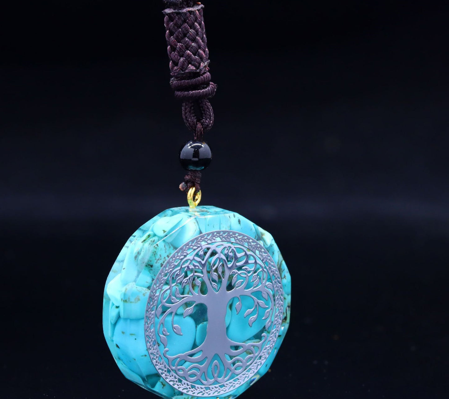 Tree of Life Necklace Pendant Jewelry, Natural Crystal Lapis Lazuli Chip Resin Item