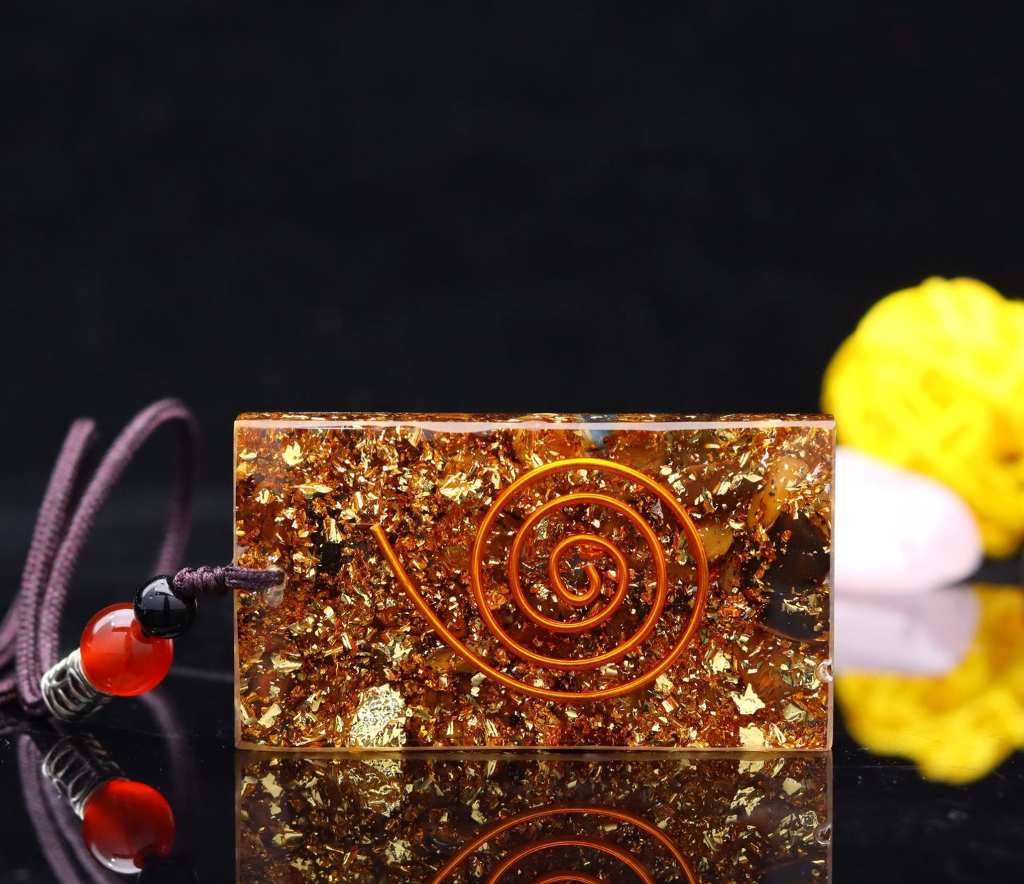 Natural Crystal Stone Epoxy Pendant Necklace