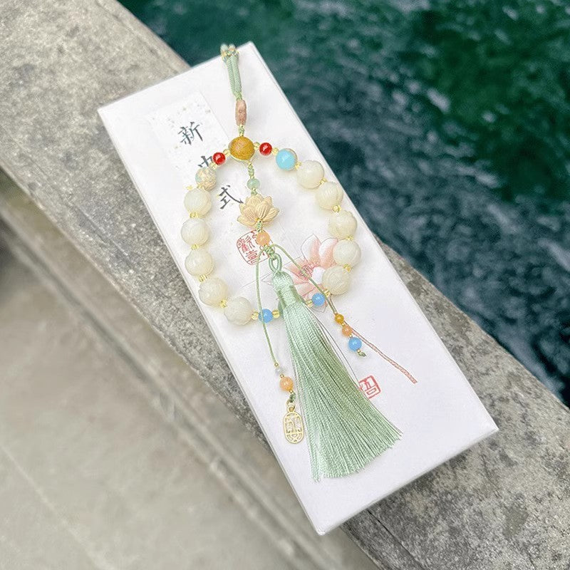 Body Lotus Car Hanging Ornament in Jade Green and Ink-White