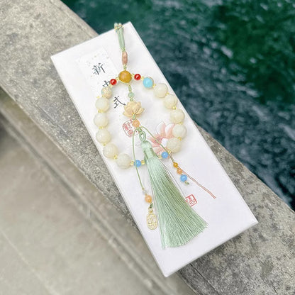 Body Lotus Car Hanging Ornament in Jade Green and Ink-White