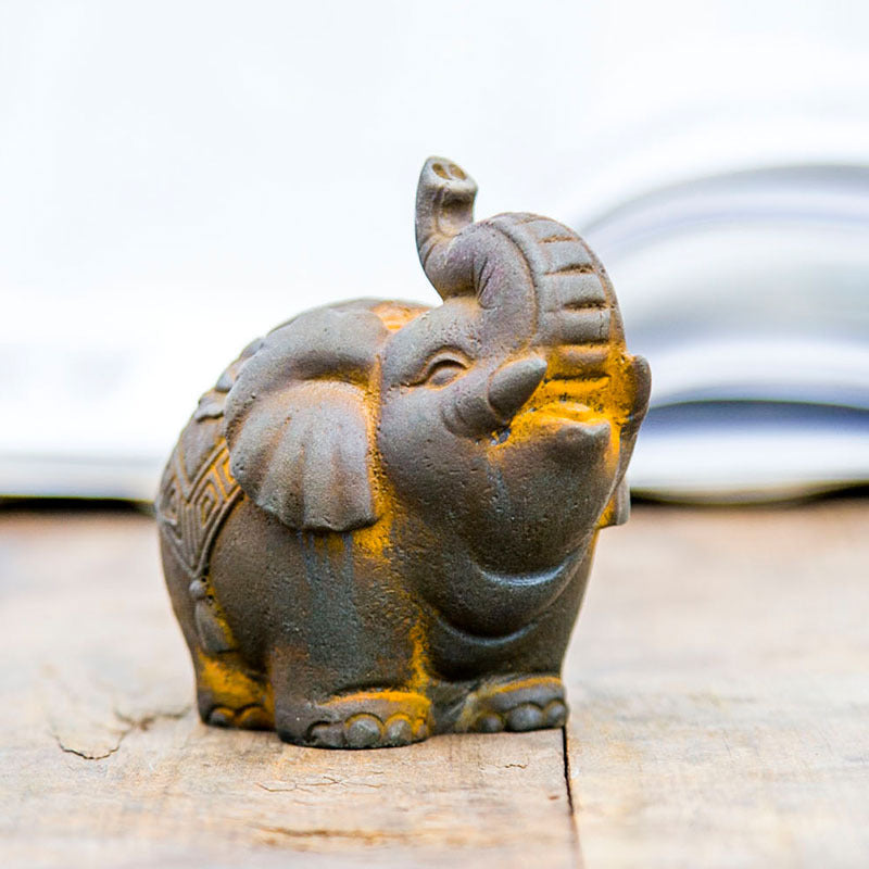 New Chinese-Style National-Inspired Fortune Elephant Ornament, Handcrafted Cast Iron-Like Decor for Study, Tea Pet, and Home Display Craft