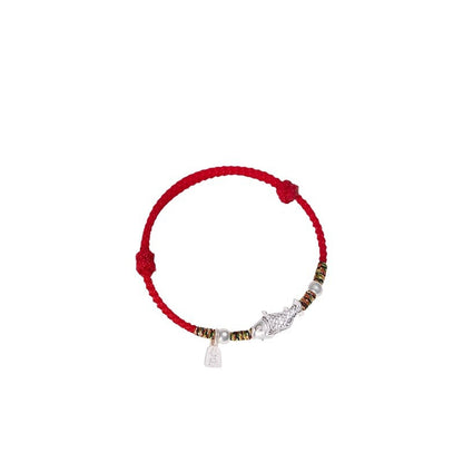 Koi Fish Fortune Pendant Silver Bracelet