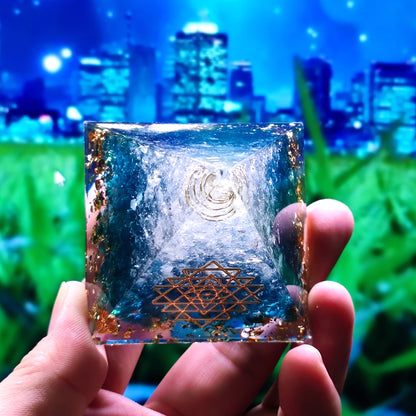 Crystal Ball Stone Pyramid Resin Home Decor Ornament