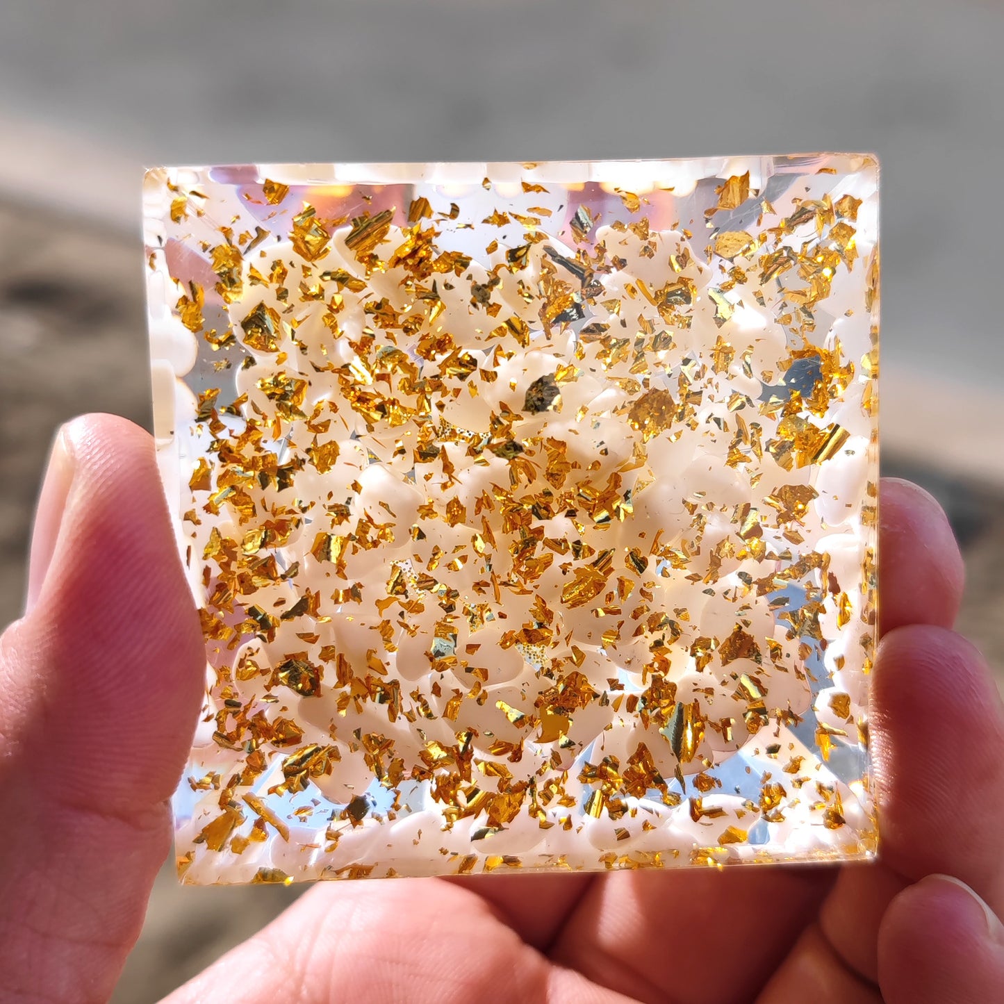 Crystal Ball Stone Pyramid Resin Home Decor Ornament