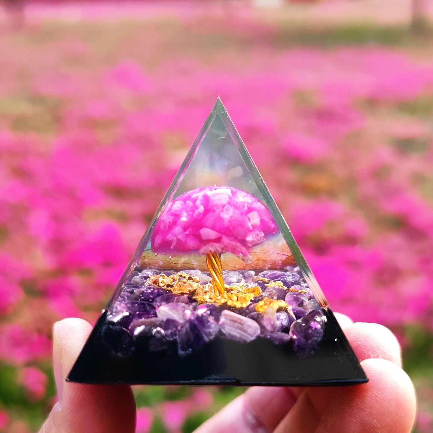 Crystal Ball Shard Pyramid Home Craft Resin Ornament