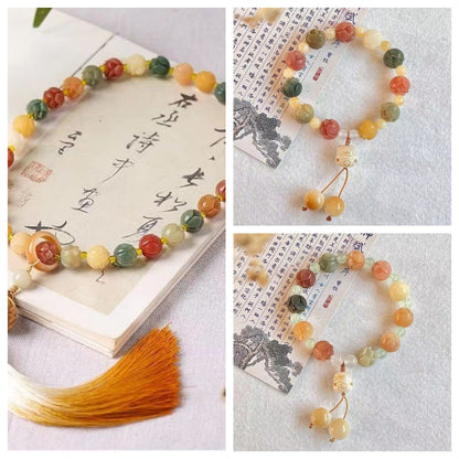 White Jade Bodhi Root Handheld Prosperity Bodhi Bead Double-Hand Bracelet