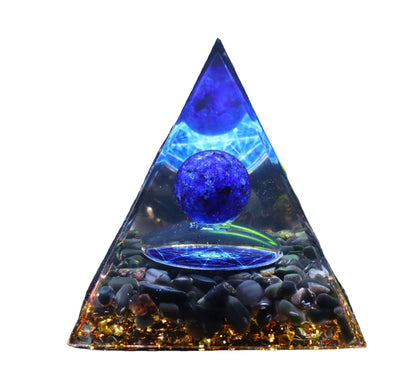 Crystal Ball Stone Pyramid Resin Home Decor Ornament