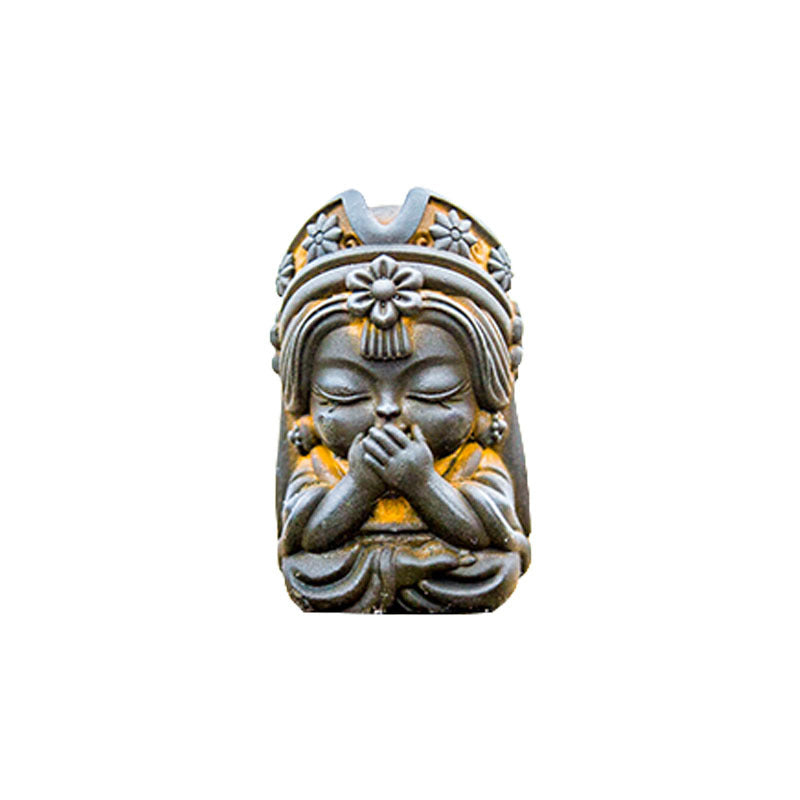 New Chinese-Style National-Inspired "Four-No Zakiram Zen Ornament," Handcrafted Cast Iron-Like Decor for Study, Tea Pet, and Home Display