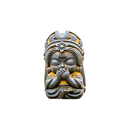 New Chinese-Style National-Inspired "Four-No Zakiram Zen Ornament," Handcrafted Cast Iron-Like Decor for Study, Tea Pet, and Home Display