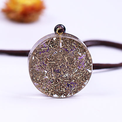 Pendant Necklace with Crystal Chips Droplet Resin Pendant
