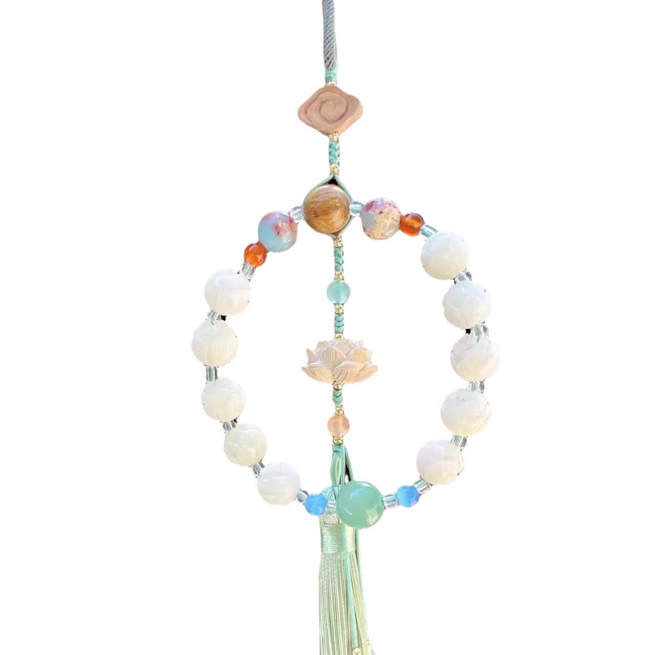Body Lotus Car Hanging Ornament in Jade Green and Ink-White